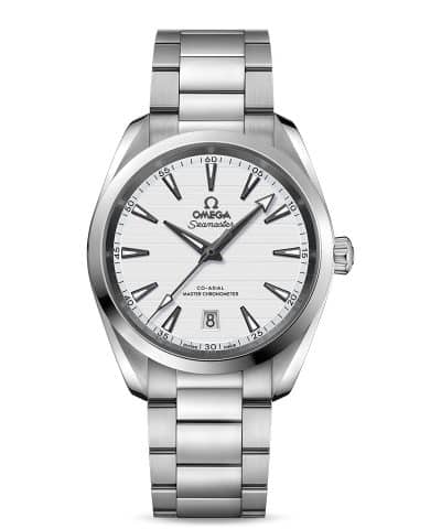 Produktbilde av Omega Seamaster Aqua Terra 150M Co-Axial Master Chronometer 38 MM med hvit urskive og lenke. Referanse. O22010382002001.