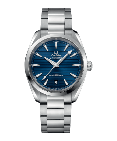 Produktbilde av Omega Seamaster Aqua Terra 150M Co-Axial Master Chronometer 38 MM med blå urskive og lenke. Referanse. O22010382003001.