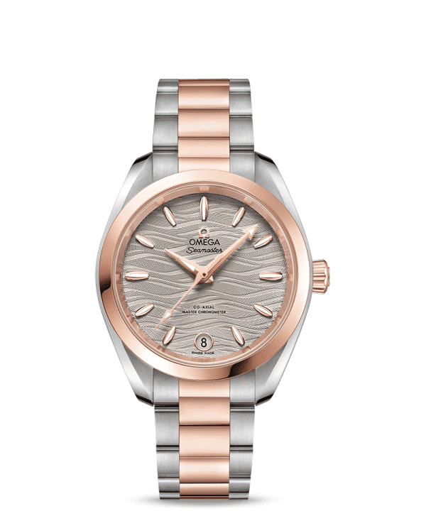 Omega Seamaster Aqua Terra 150M Co-Axial Master Chronometer 34 MM med grå urskive og lenke. Ref. O22020342006001