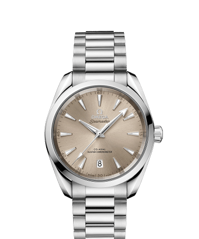 Produktbilde av Omega Seamaster Aqua Terra 150M Co-Axial Master Chronometer 38MM med beige urskive og lenke. Referanse. O22010382009001.