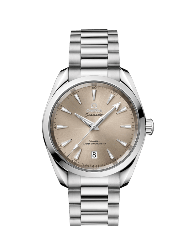 Produktbilde av Omega Seamaster Aqua Terra 150M Co-Axial Master Chronometer 38MM med beige urskive og lenke. Referanse. O22010382009001.