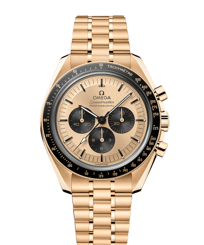 Produktbilde av Omega Speedmaster Moonwatch Professional Co-Axial Master Chronometer Chronograph 42MM med gul urskive og gullarmbånd Ref. O31060425099002