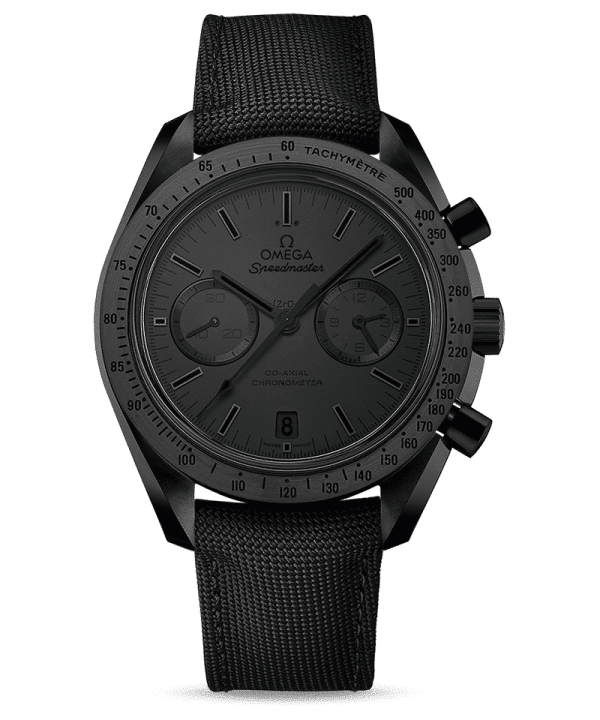 Produktbilde av Omega Speedmaster Moonwatch Co-Axial Chronograph 44.25 MM med sort urskive og sort tekstilrem. Ref. O31192445101005.