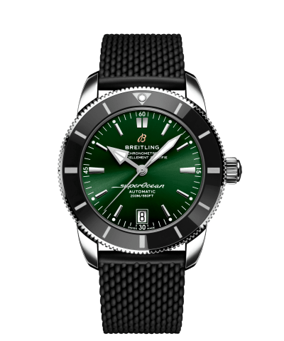 Breitling Superocean Heritage B20 Automatic 42 med grønn urskive og sort gummirem. Ref. AB2010121L1S1