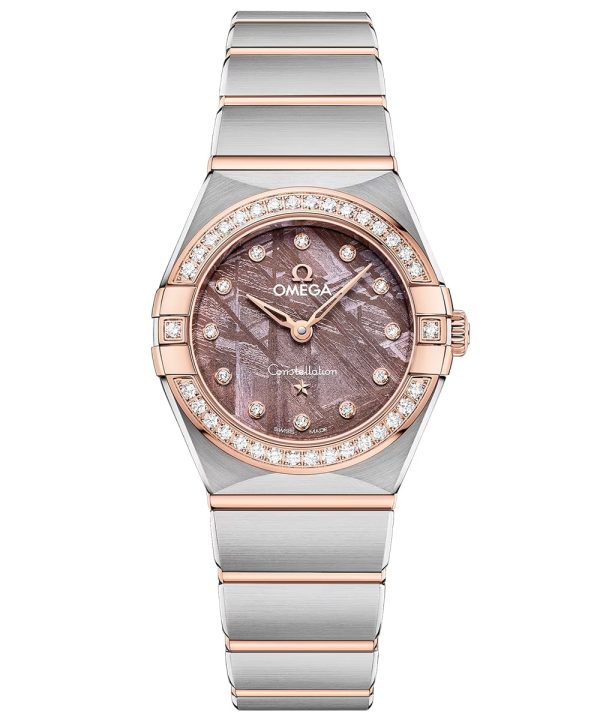 Produktbilde av Omega Constellation 25mm med syrin urskive på stållenke. Ref. O13125256099001.