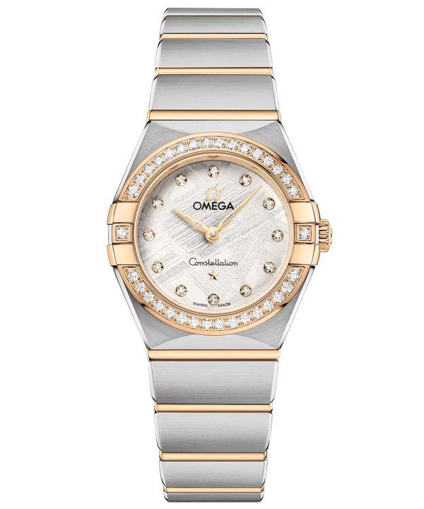 Produktbilde av Omega Constellation 25mm med grå urskive på stållenke. Ref. O13125256099002.
