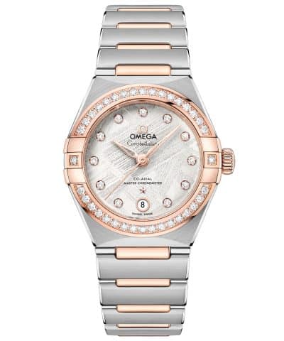 Produktbilde av Omega Constellation 29mm med grå urskive på stållenke. Ref. O13125292099001.