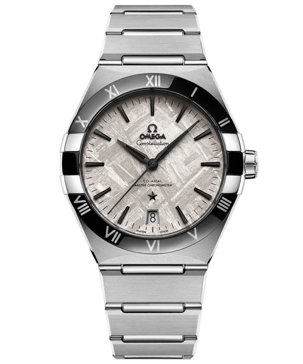 Produktbilde av Omega Constellation 41mm med hvit urskive på stållenke. Ref. O13130412199001.