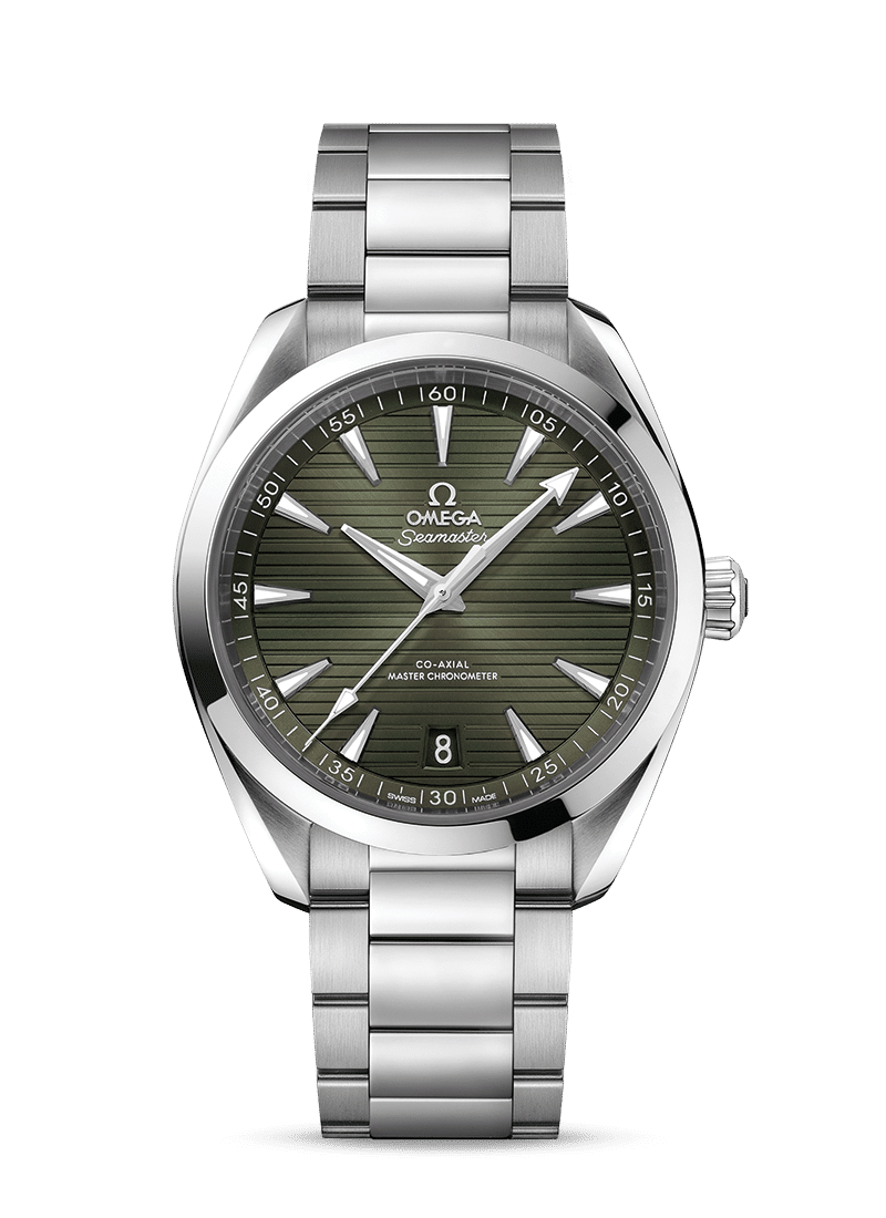 Produktbilde av Omega Seamaster Aqua Terra 150M Co-Axial Master Chronometer 41MM med grønn urskive og lenke. Referanse. O22010412110001.