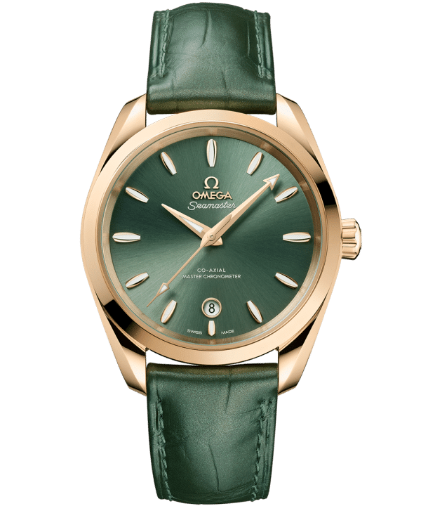 Produktbilde av Omega Seamaster Aqua Terra Shades 38MM med grønn urskive på grønn rem. Ref. O22053382010001.