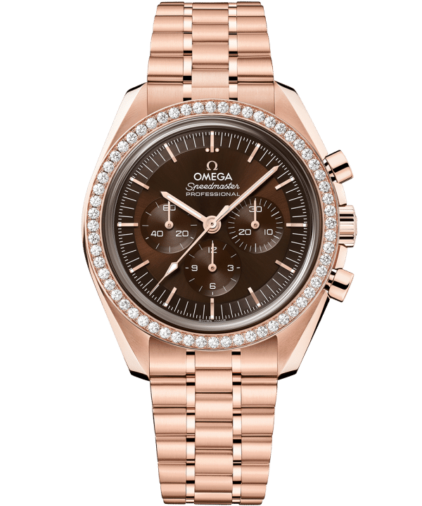 Produktbilde av Omega Speedmaster Moonwatch Professional 42MM med brun urskive på lenke. Ref. O31055425013001.