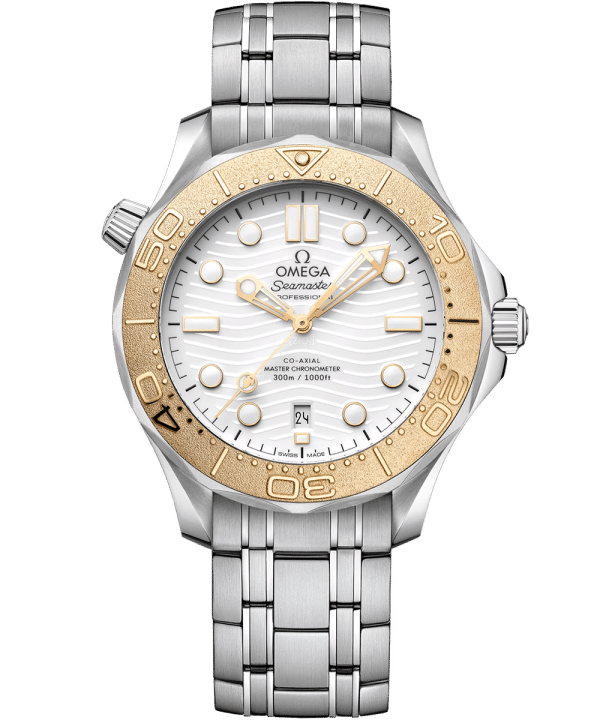 Produktbilde av Omega Seamaster Diver 300M 42MM "Paris 2024" med hvit urskive på stållenke. Ref. O52221422004001.