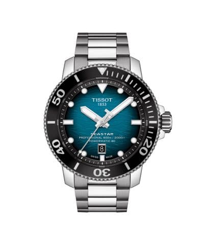Produktbilde av Tissot Seastar 2000 Professional Powermatic 80 med blå urskive og stållenke. Referanse. T120.607.11.041.00.