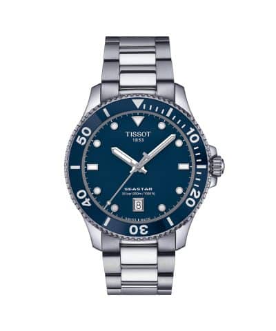Produktbilde av Tissot Seastar 1000 40mm med blå urskive og stållenke. Referanse. T120.410.11.041.00