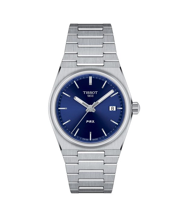 Produktbilde av Tissot PRX 35mm med stållenke og blå urskive. Referanse. T137.210.11.041.00