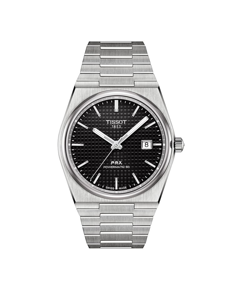 Produktbilde av Tissot PRX 40mm Powermatic 80 med sort urskive og stållenke. Referanse. T137.407.11.051.00