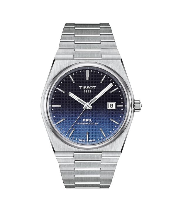 Produktbilde av Tissot PRX Powermatic 80 40mm med blå urskive på stållenke. Ref. T137.407.11.051.01.