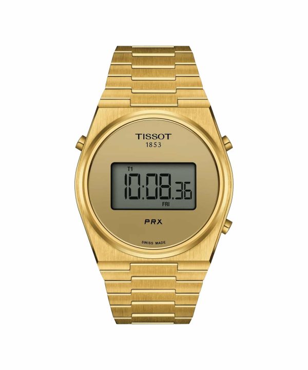 Produktbilde av Tissot PRX Digital 40mm med gullfarget urskive og stållenke. Referanse. T137.463.33.020.00.