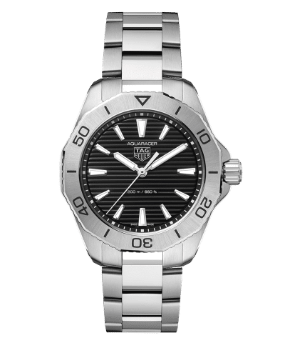Produktbilde av TAG Heuer Aquaracer Professional 200 med sort urskive og lenke. Referanse WBP1110.BA0627