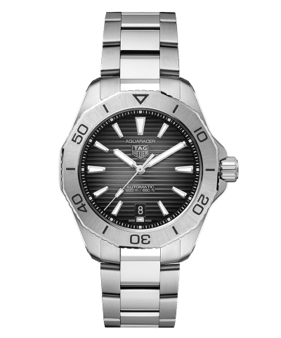 Produktbilde av TAG Heuer Aquaracer Professional 200 Date med sort urskive og lenke. Referanse WBP2110.BA0627