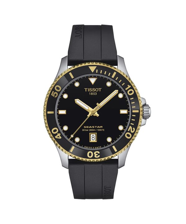Produktbilde av Tissot Seastar 1000 40mm med sort urskive og gummirem. Referanse. T120.410.27.051.00