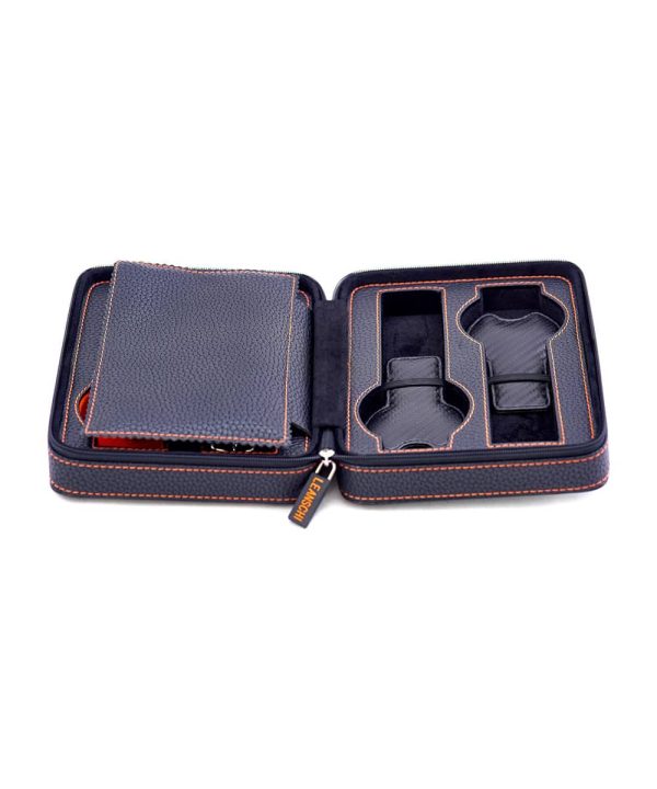 Leanschi ZIP-pouch storage | transport 4 watches | Black PU