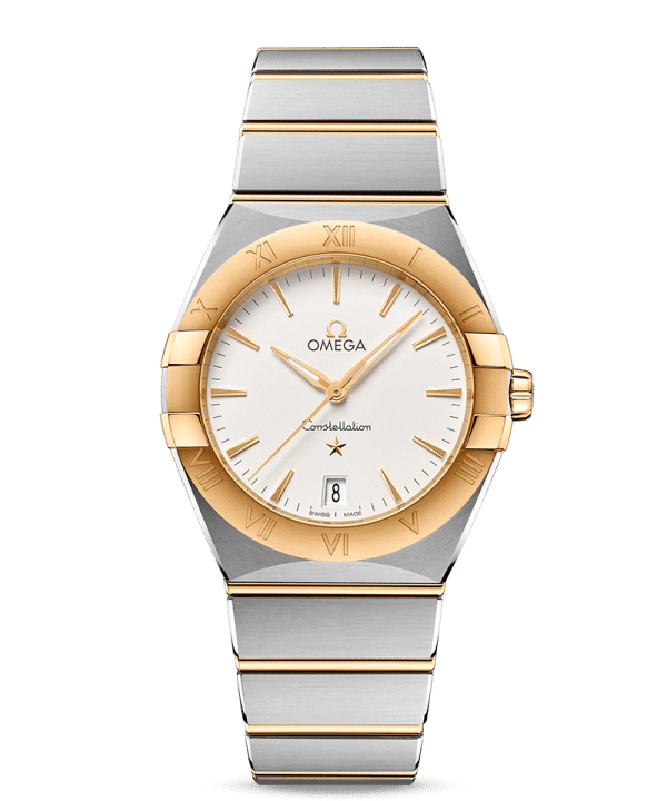 Produktbilde av Omega Constellation Quartz 36MM med hvit urskive på stållenke. Ref. O13120366002002.
