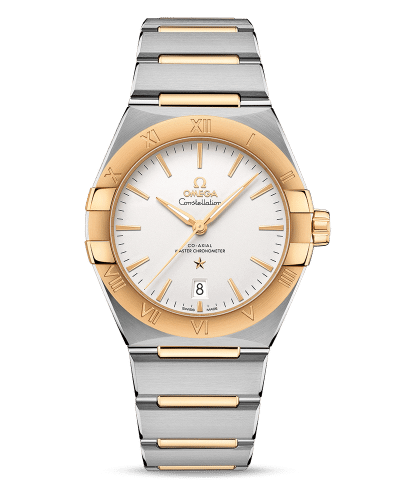 Produktbilde av Omega Constellation Co-Axial Master Chronometer 39MM med hvit urskive på stållenke. Ref. O13120392002002.