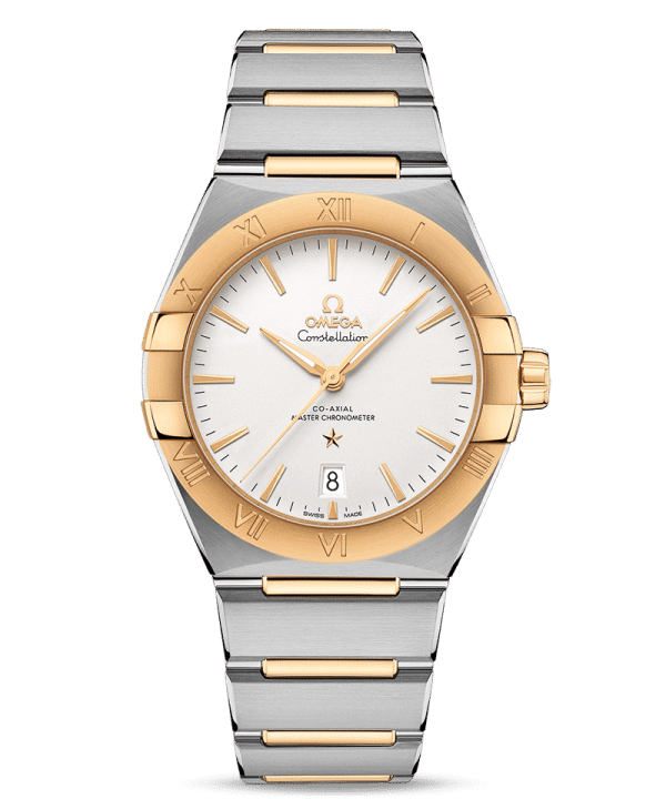 Produktbilde av Omega Constellation Co-Axial Master Chronometer 39MM med hvit urskive på stållenke. Ref. O13120392002002.